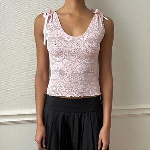 Vintage Crochet Baby Pinm Lace Sleeveless Top